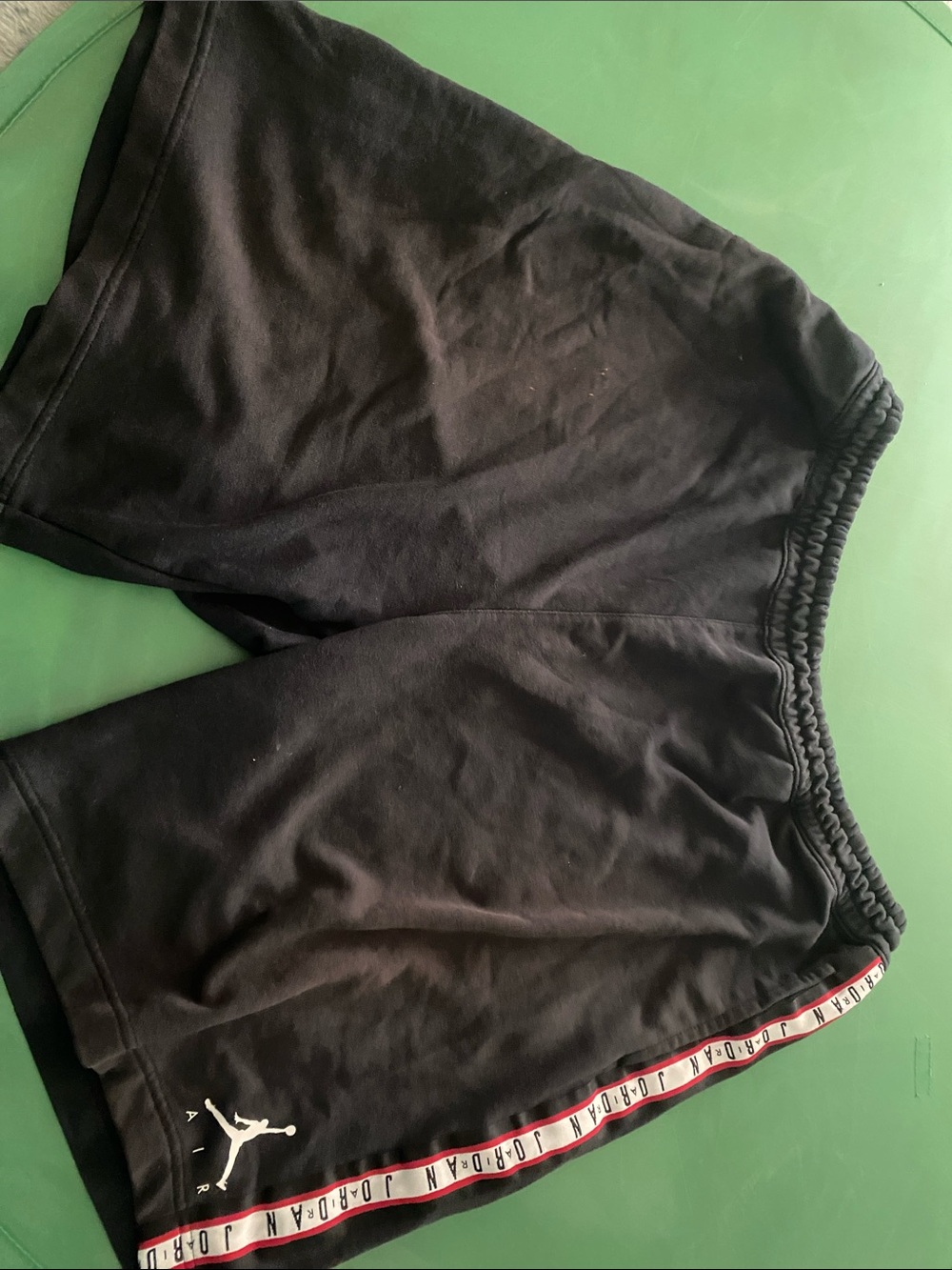 Jordan Black Athletic Shorts with White Jumpman and Red-Trim Tape